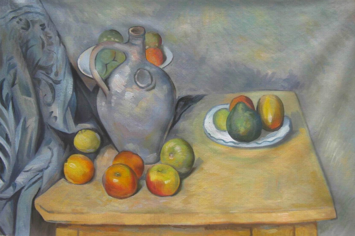 Pitchet et Fruits sur une Table - Paul Cezanne Painting